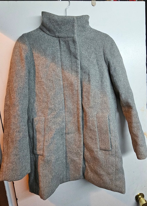 Womens Grey wool J Crew Coat 4 petite