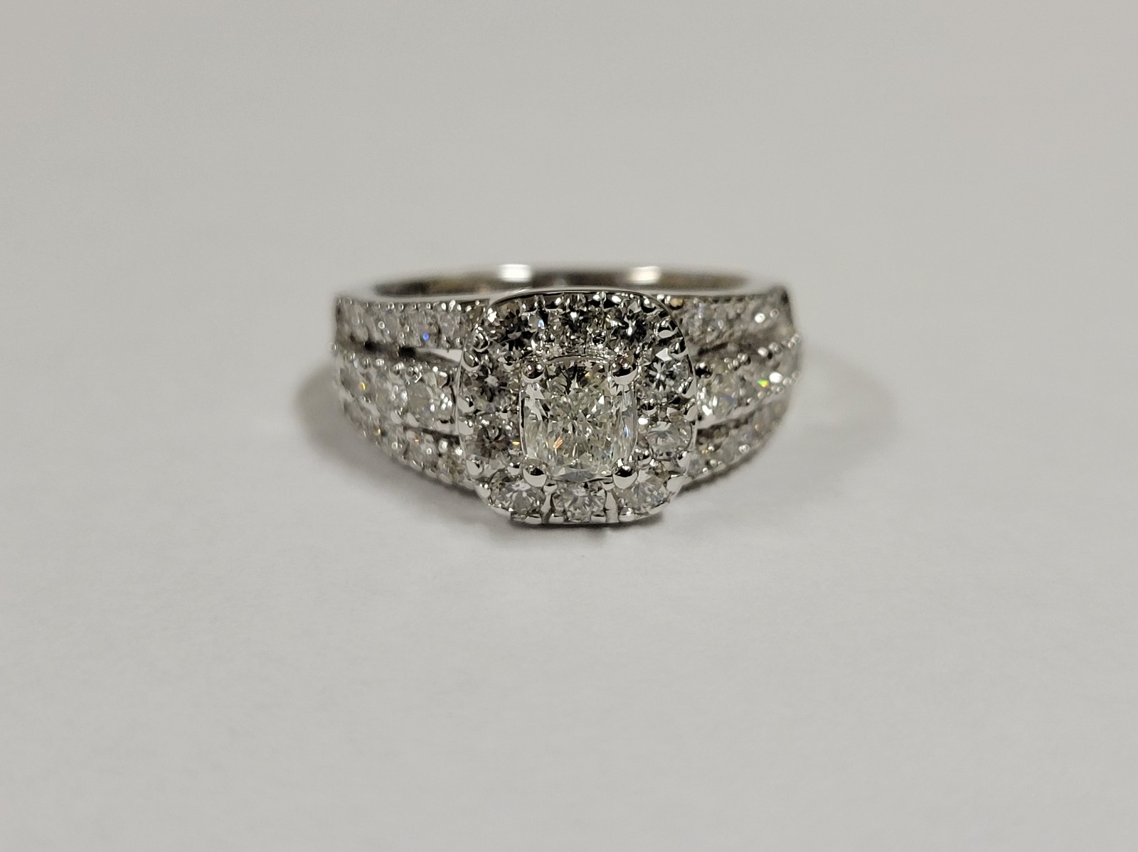 14k White Gold Cushion-Cut & Round Diamonds 2.00ctw. Custom Made Wedding Ring