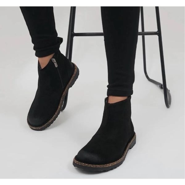 Birkenstock Melrose Suede Leather Size 37 US 6-6.5 Black Comfort NEW