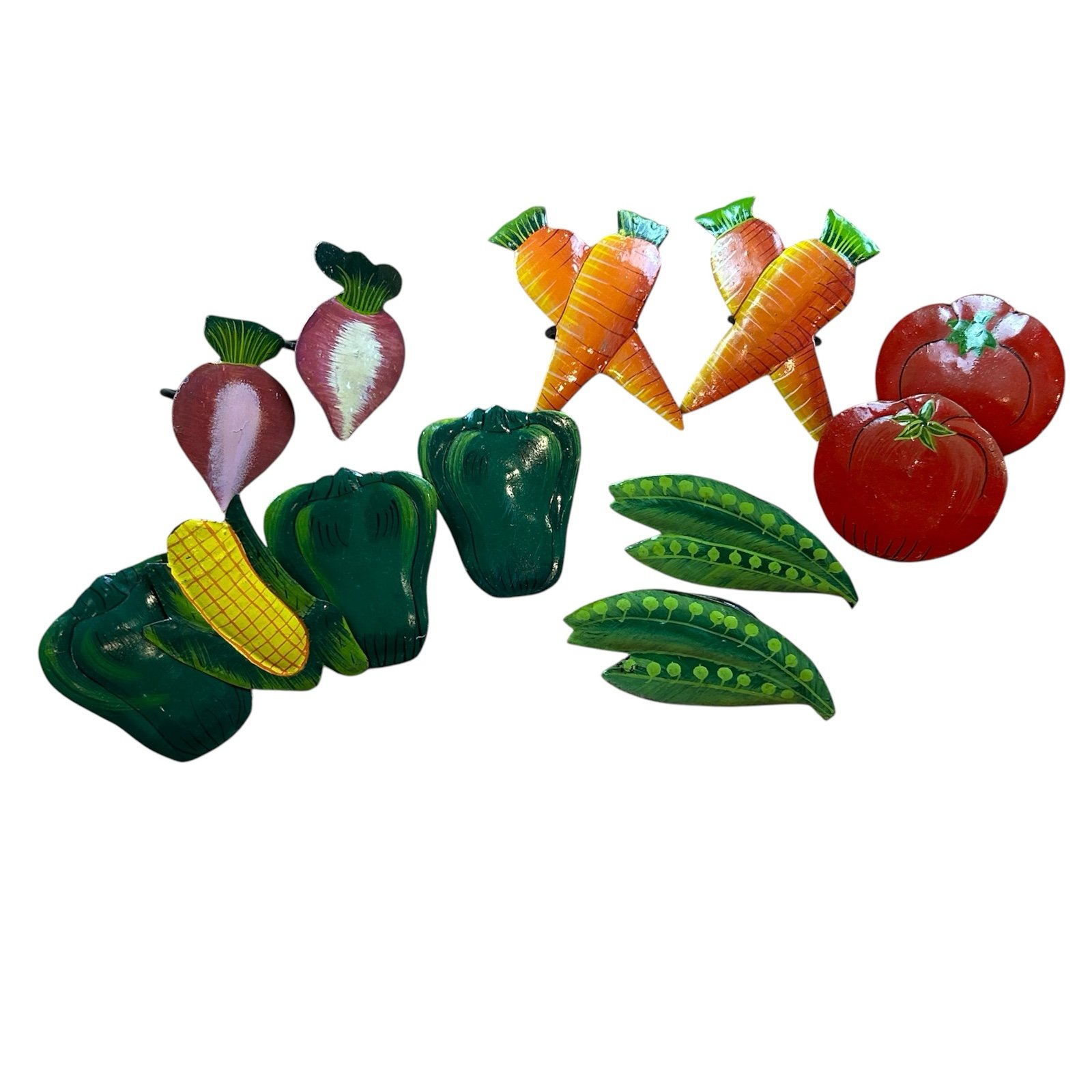 Vintage Pier 1 Vegetable Napkin Rings Painted Metal Made in India - Set of 12