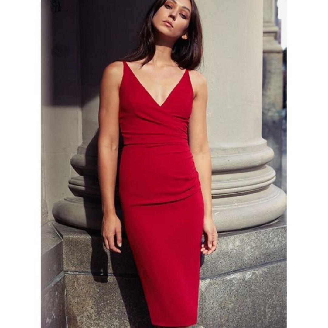 Dress The Population Anita Dress Garnet Deep Red Size Small NWOT