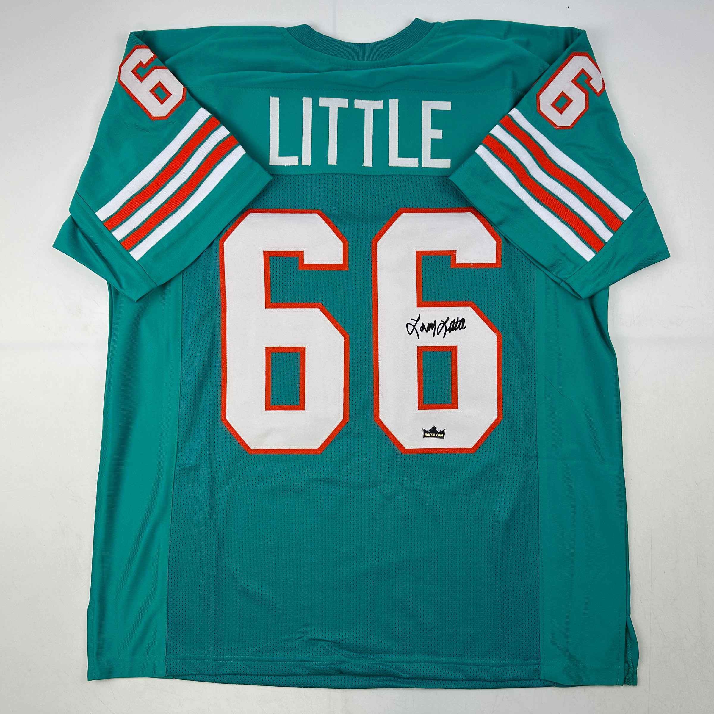 Facsimile Autographed Larry Little Miami Teal Auto Jersey Size Men's XL