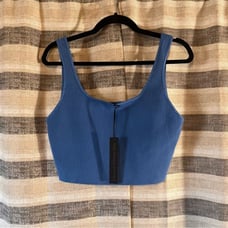 House Of Harlow Blue Ribbed Crop Tank Top Size Large