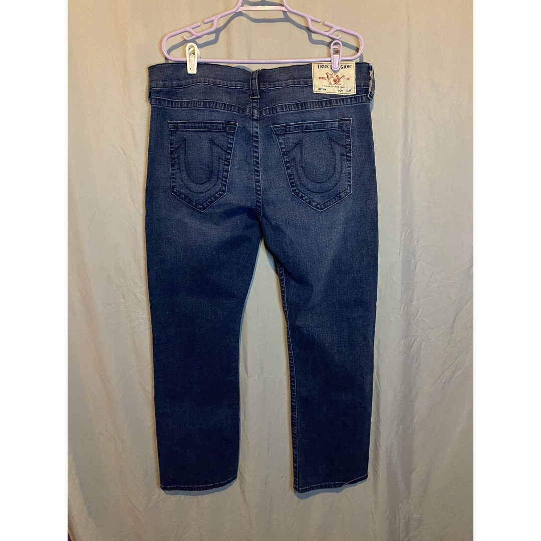True Religion Ricky Relaxed Straight Jeans Mens Size 36 Stretch Blue