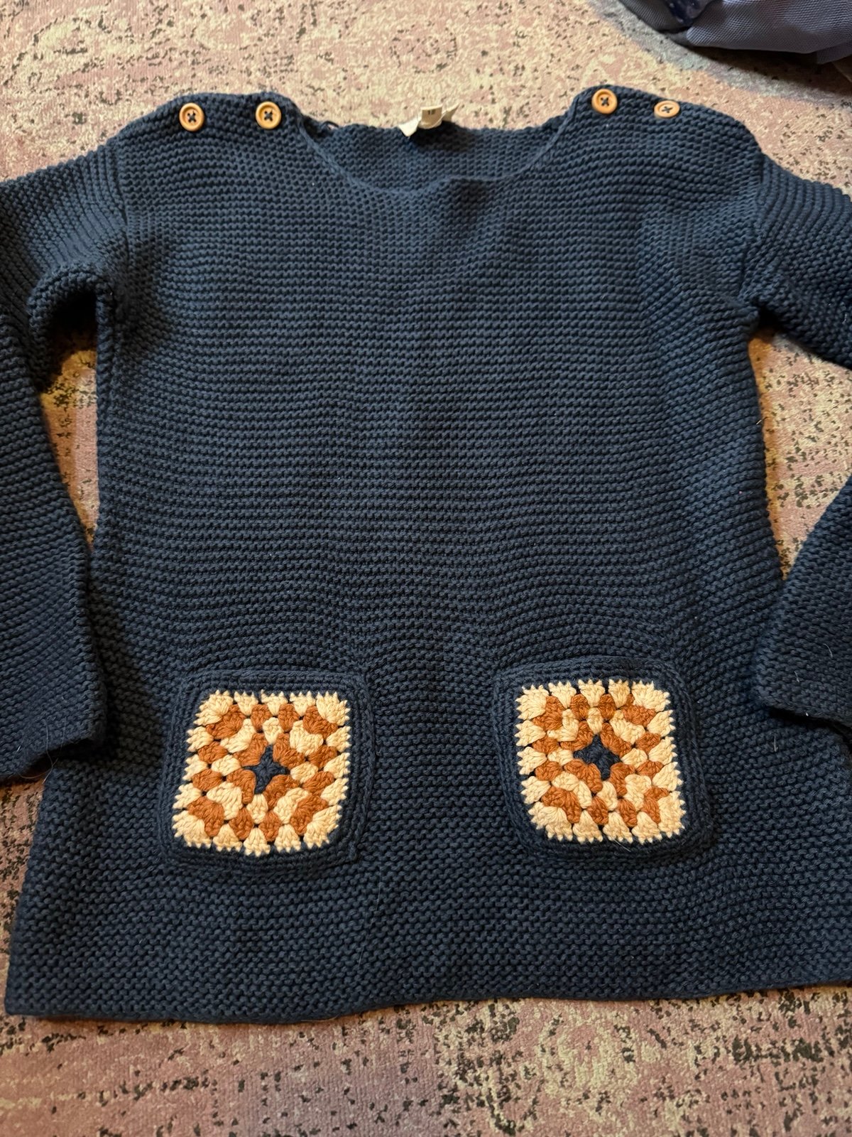 Louise Louise Paris designer boutique granny square sweater girls 12