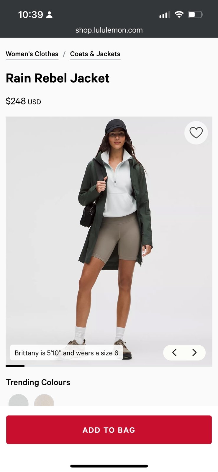 Lululemon rain rebel jacket