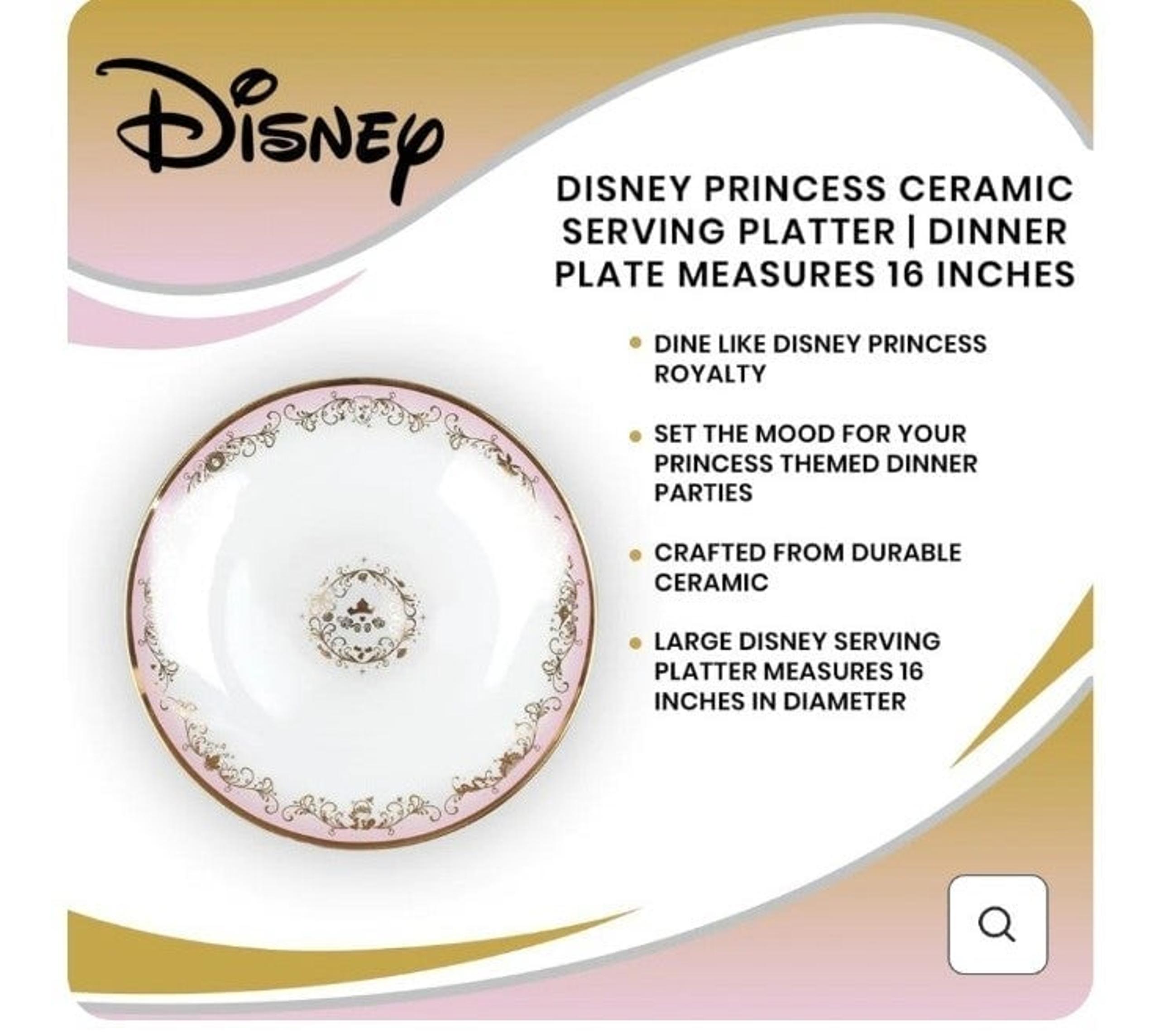 Disney Princess 16" Porcelain Serving Platter with Gold Detail