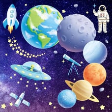 Glow in The Dark Stars for Ceiling, Solar System Wall Stickers for Kids Room