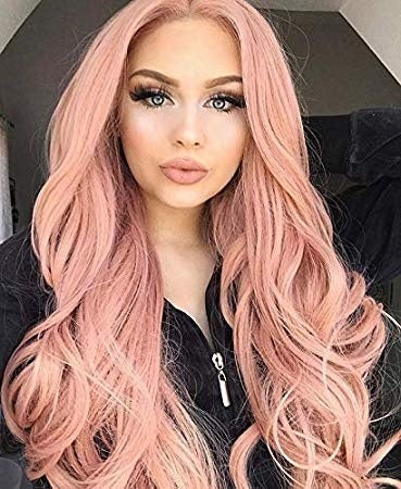 Beautiful Rose Gold long lace front wig