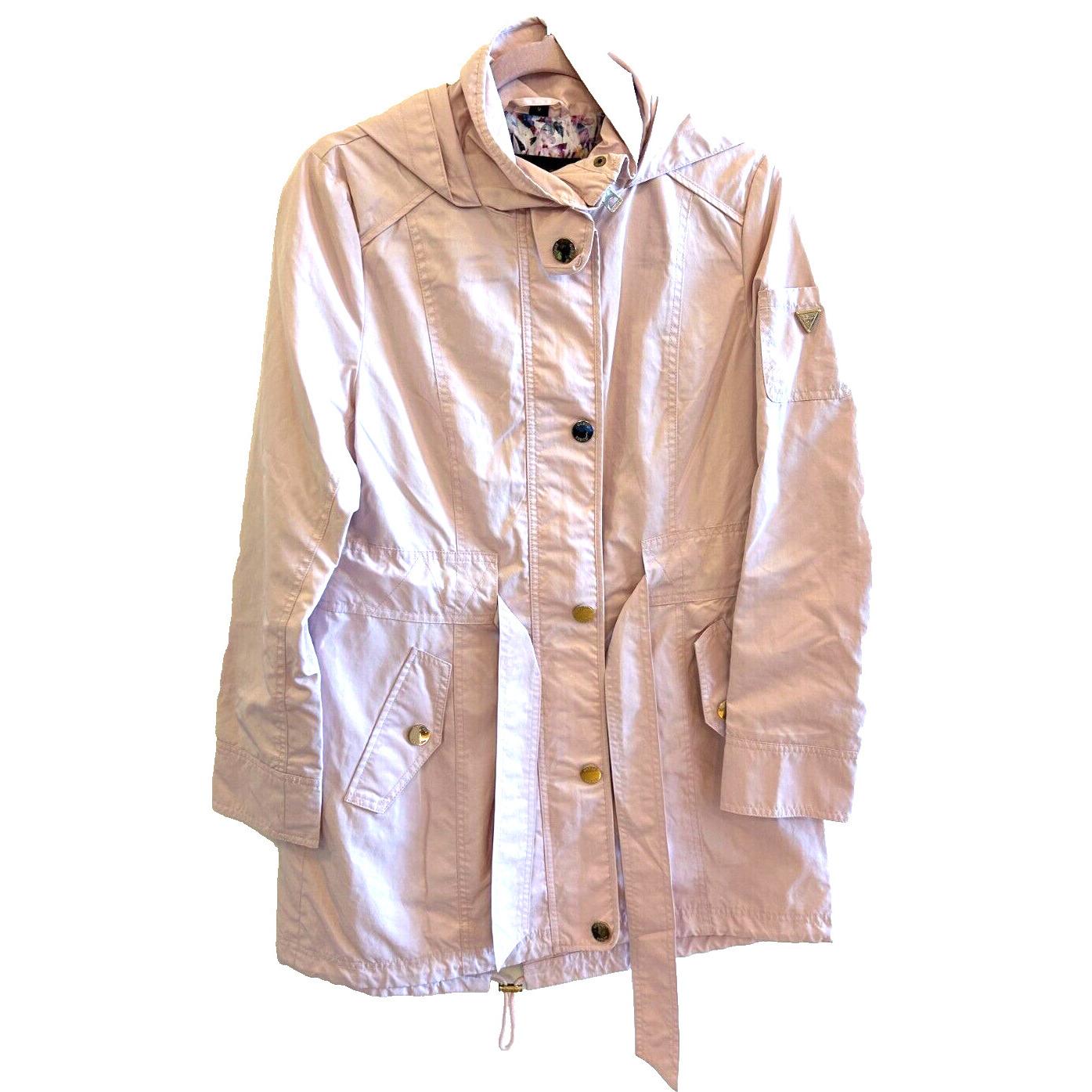 NWOT Guess Womens light pink Fall Winter Weather Hooded Parka Coat Outerwear
