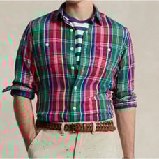 NWT Polo Ralph Lauren Men's Classic Fit Plaid Flannel Workshirt Red/Green Small