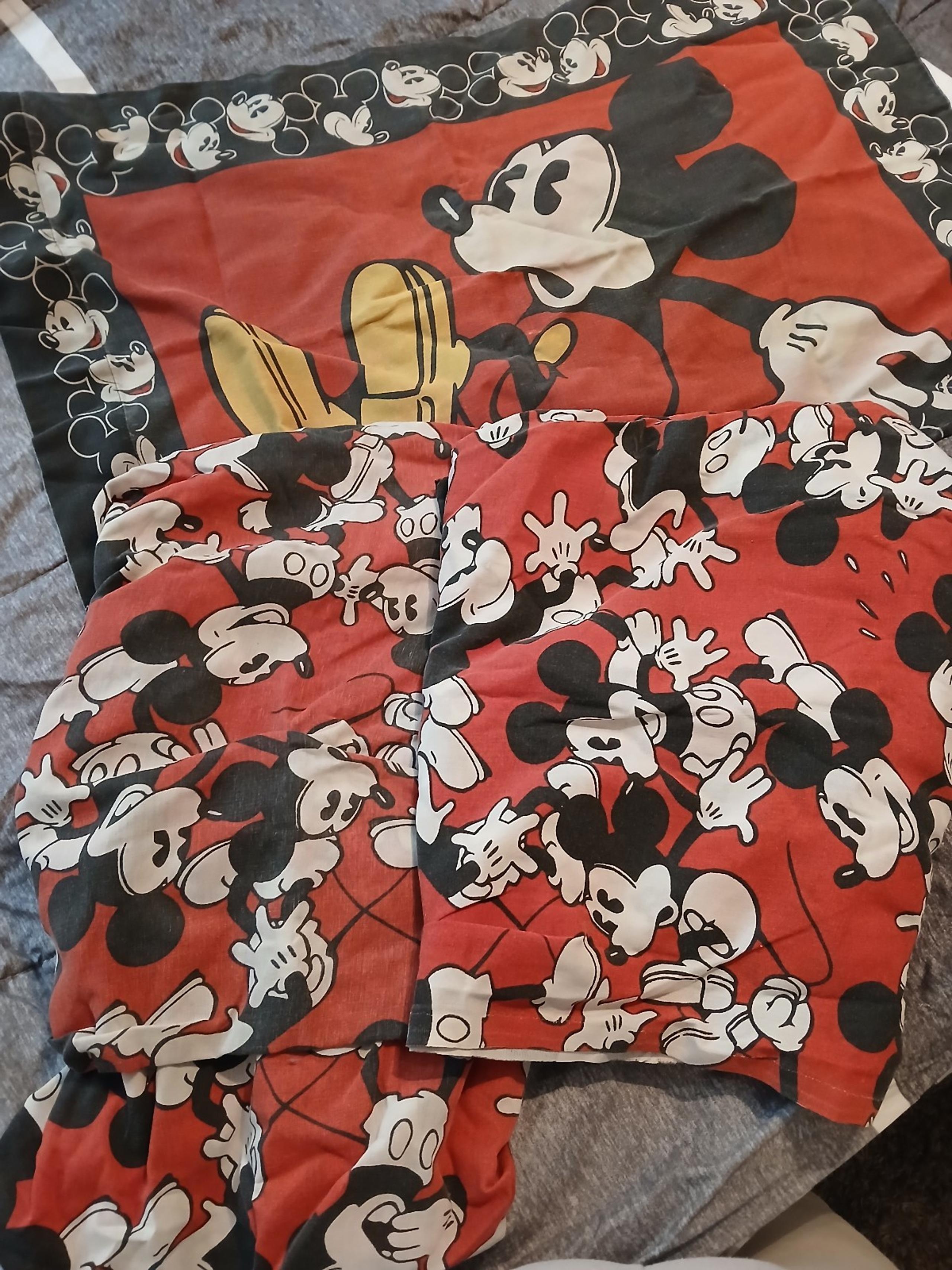 Vintage MICKEY MOUSE Red Twin Fitted bed Sheet set  (Cotton Blend Fabric)