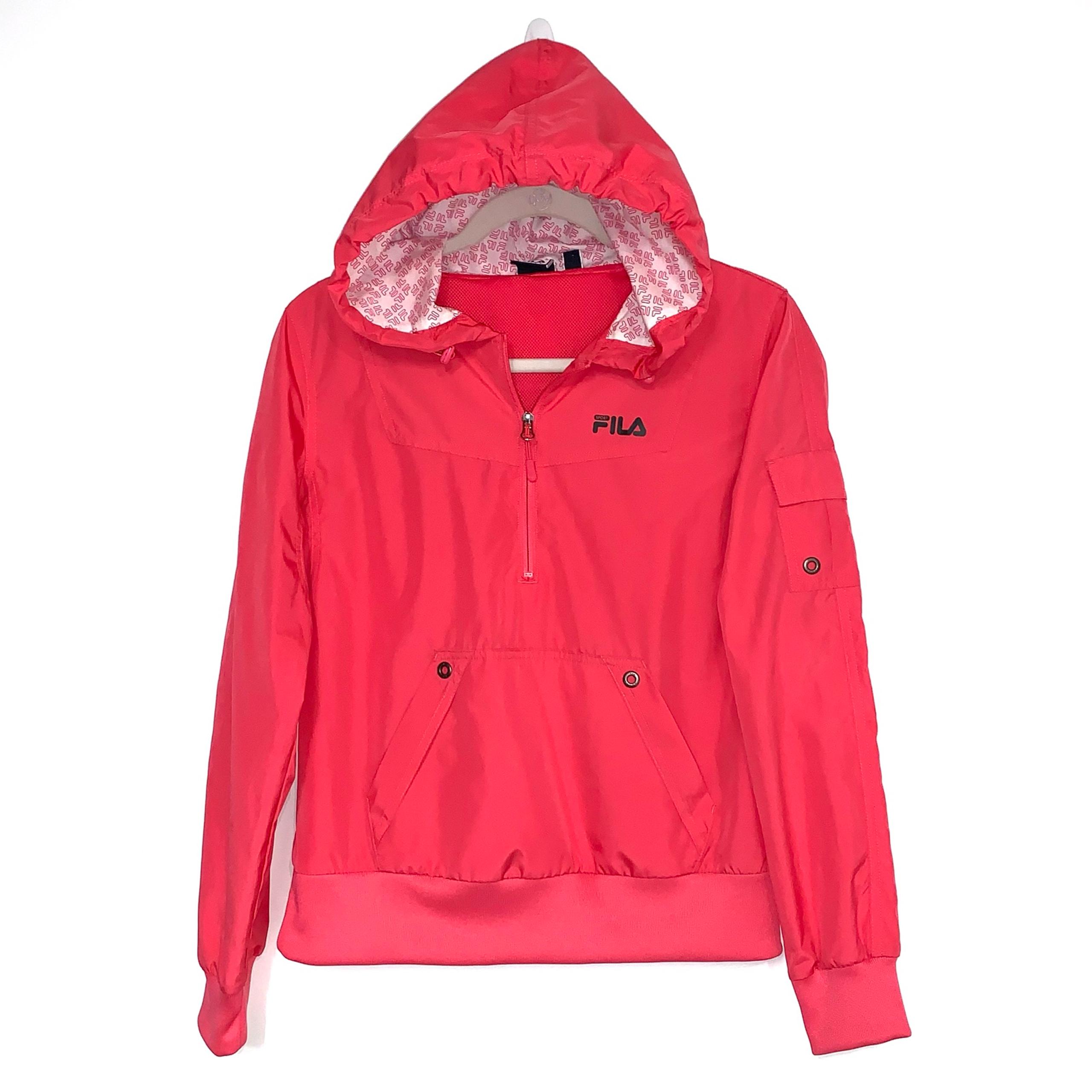Fila Sport Pink 1/2 Zip Pullover Hooded Athletic Jacket Women’s Size Small