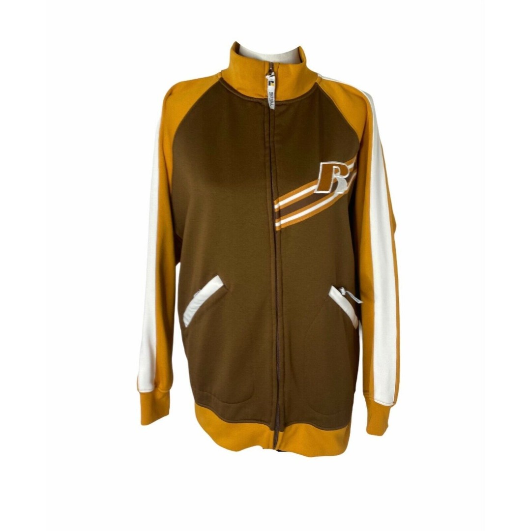 Men’s Medium Track Jacket Russell Athletics Brown and Mustard Full Zip