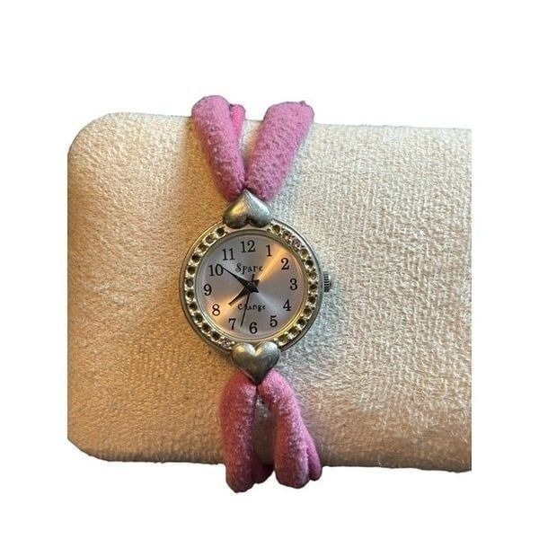 Spare Change Pink Fabric Strap Wristwatch For Women