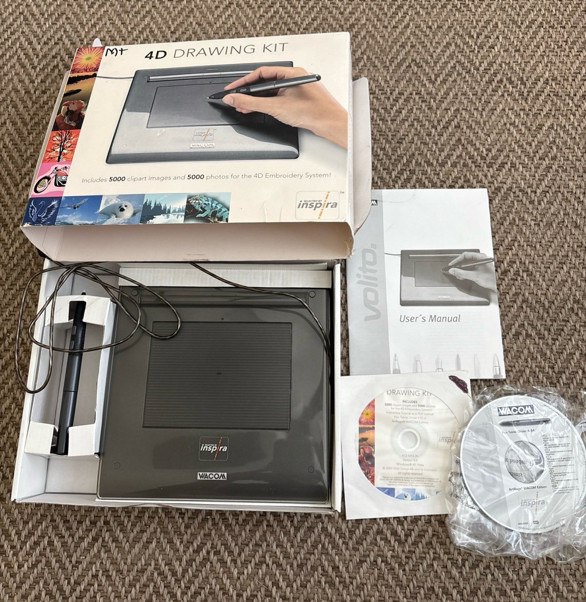 WACOM INSPIRA 4D Drawing Kit for Embroidery System Tablet Pen DVD