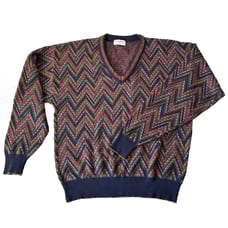 Vintage 90s Tricots St Raphael V Neck Pullover Sweater Multicolor - Men's L