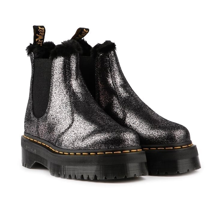 NEW!!! DR. MARTENS 2976 Distressed Metallic Boots Metallic Black Women's 11