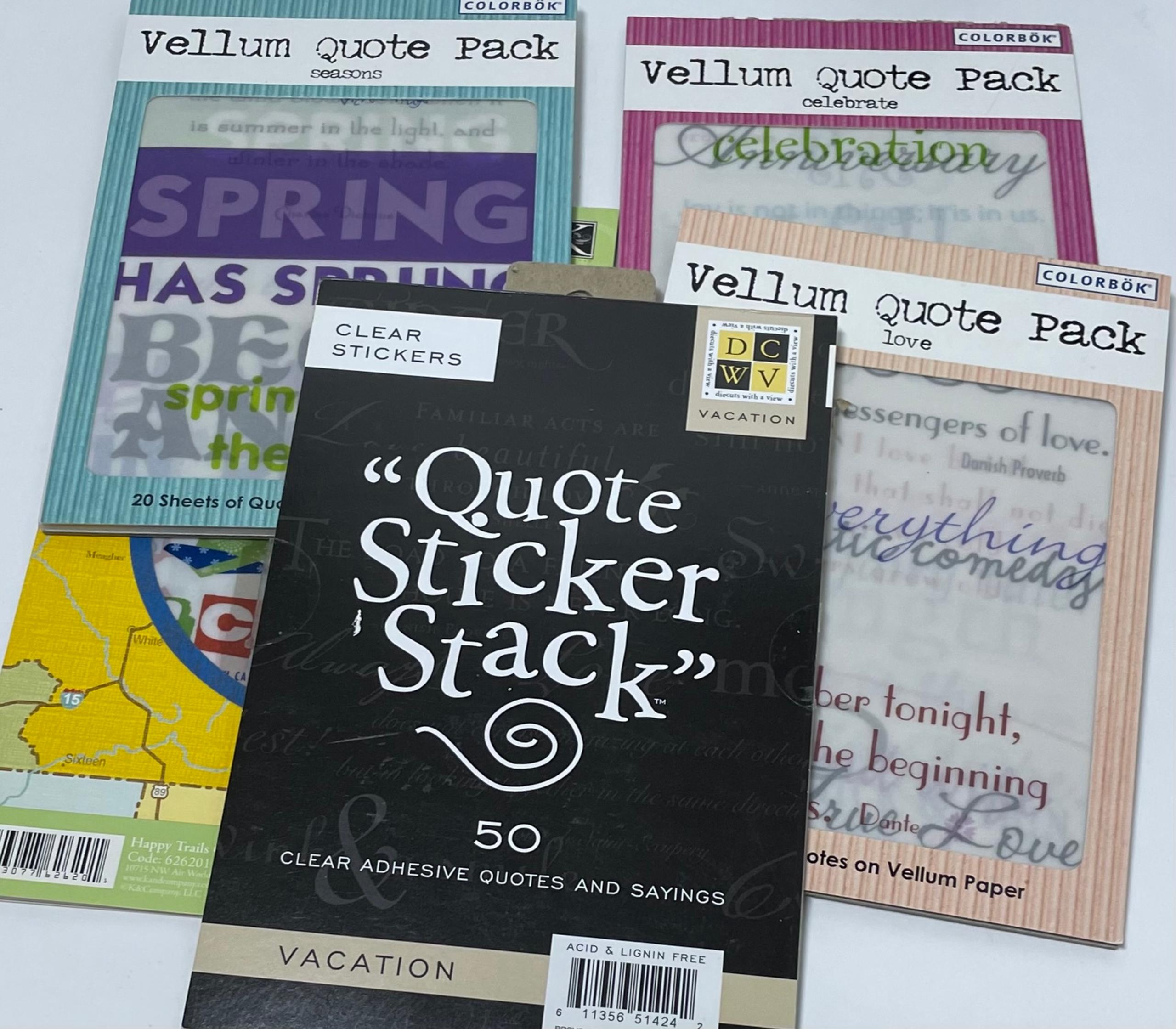 Vellum Quote Pack Lot Colorbok Seasons Celebrate Love - Vacation - Happy Trails