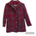 Vintage 60s Betty Rose Union Made Red Grey Tweed Plaid Wool Coat