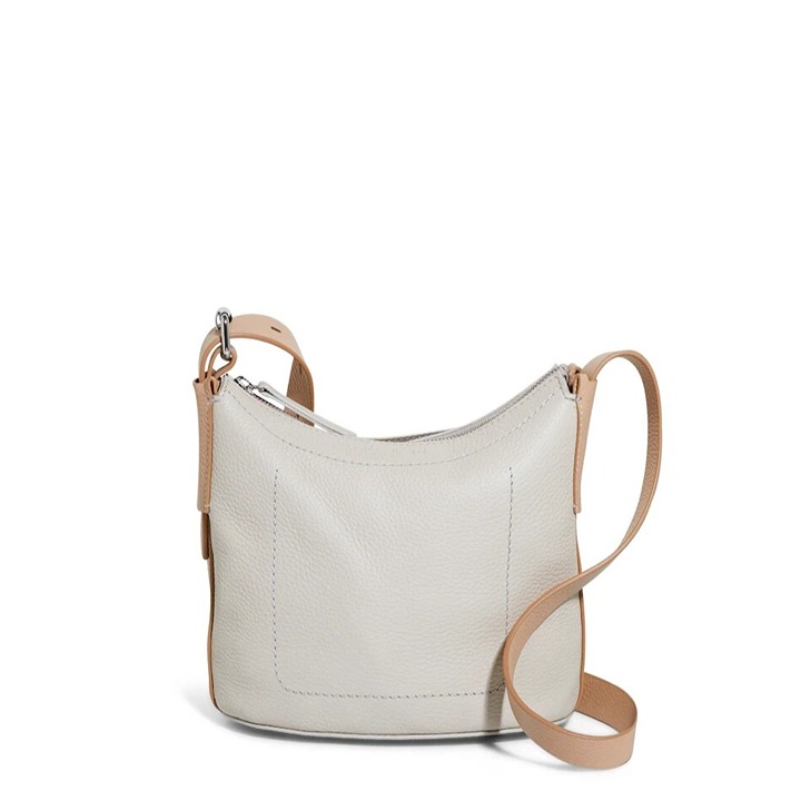 American Leather Co. Pebble Leather Bucket Crossbody Ecru/Macadamia, bag A640393