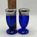 Vintage Cobalt Blue Depression Glass Salt Pepper Shakers Art Deco Design
