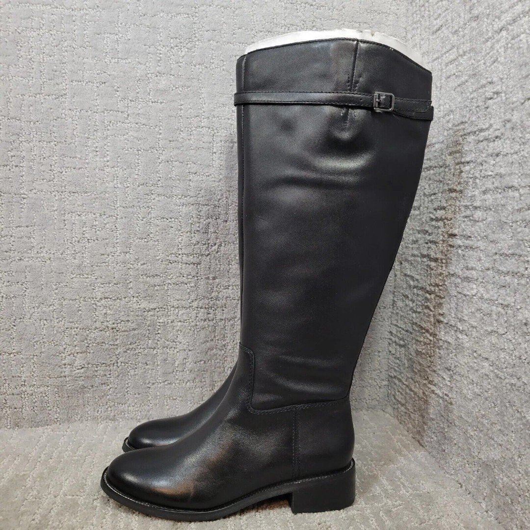 Franco Sarto Belaire Wide Calf Women's Size 6M Black Leather Zipper Riding Boots