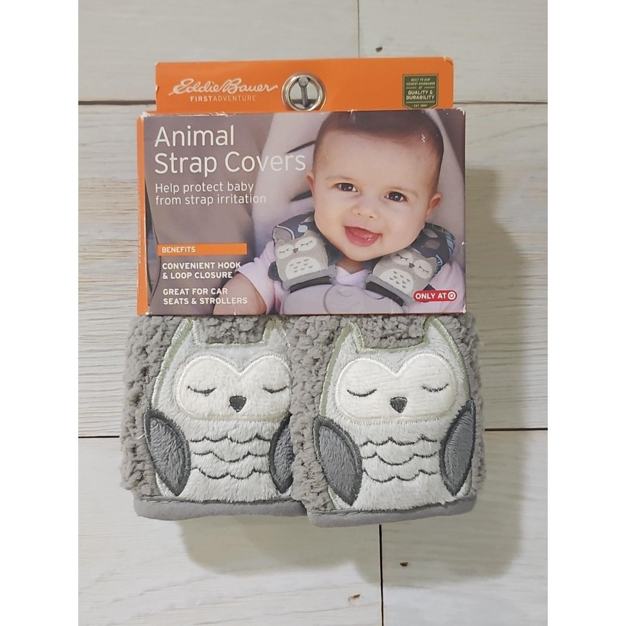Eddie Bauer First Adventure Animal Child Car Seat Strap Covers Gray Owl Baby-New