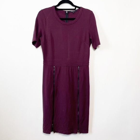 Kenneth Cole Sheath Dress with Zippers Purple Eggplant Size Large