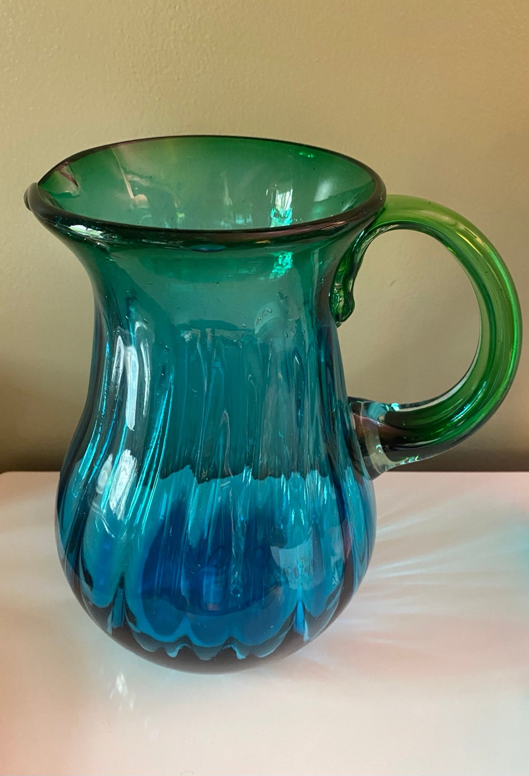 Vintage Hand Blown Glass Pitcher