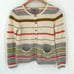 Gudrun Sjoden 100% Lambswool Striped Cardigan Sweater Women Small Cream Grey