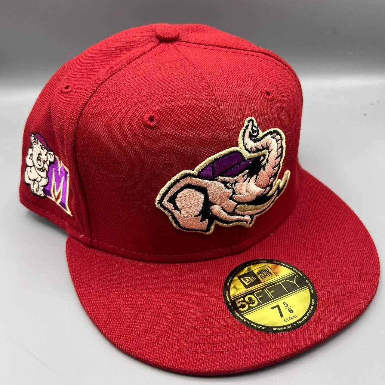 Modesto A's Pinot Hat Men 7 5/8 Red Purple 59Fifty New Era MiLB Fitted Cap New