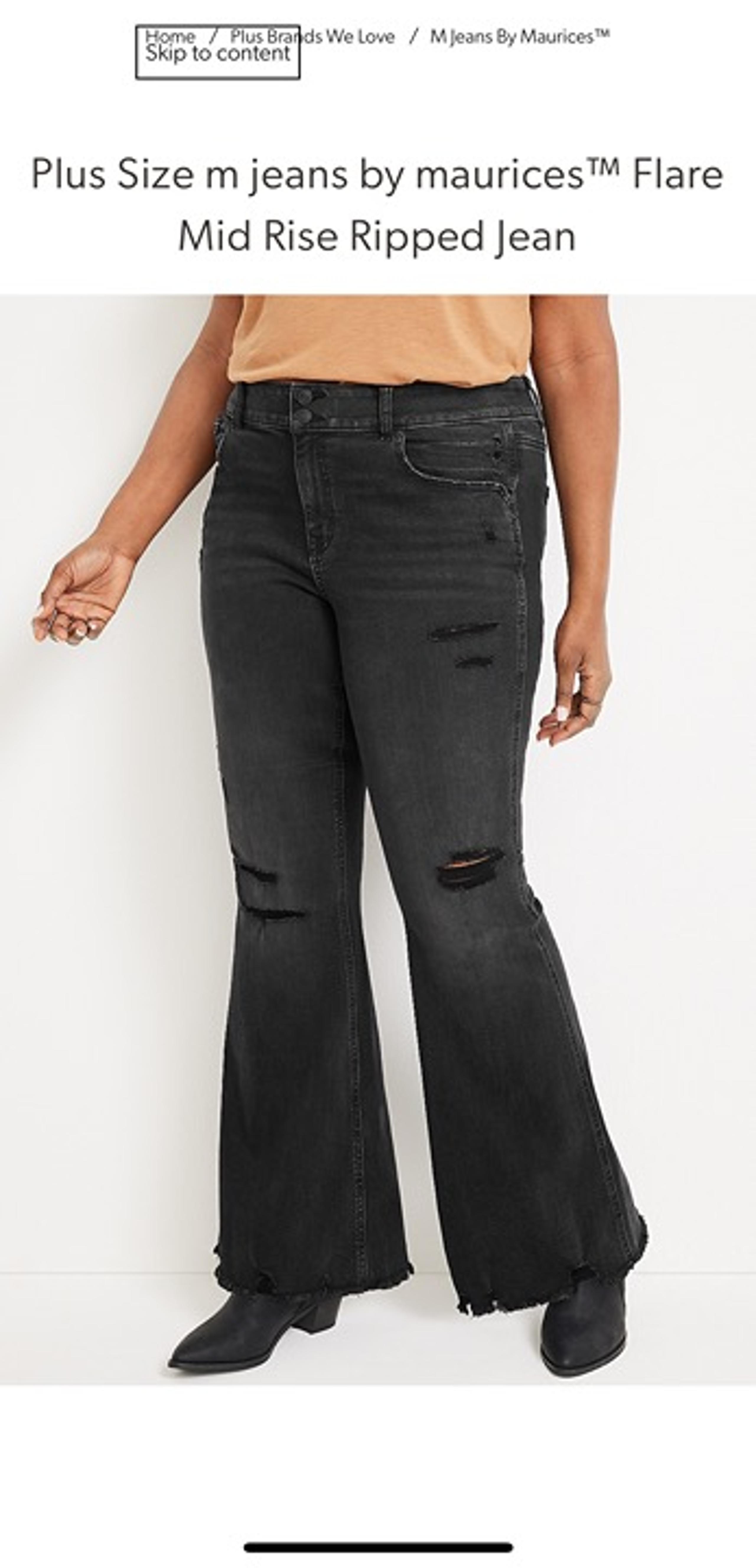 Plus Size m jeans by maurices Flare Mid Rise Ripped Jean
