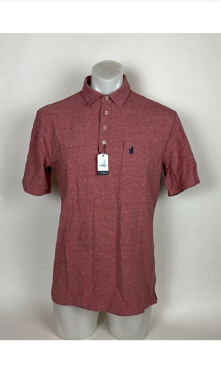 New johnnie-O Hangin' Out Heathered Original Nantucket Red Polo Shirt Mens M.