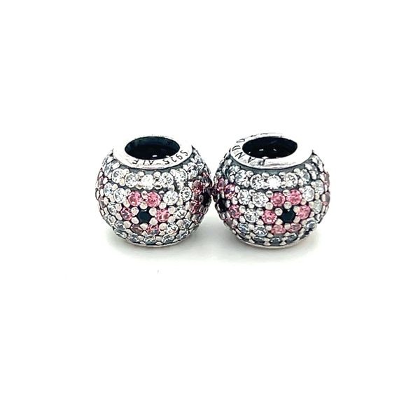 2 Pandora Sparkling Flower Pave Cz Blossom Bead Charms