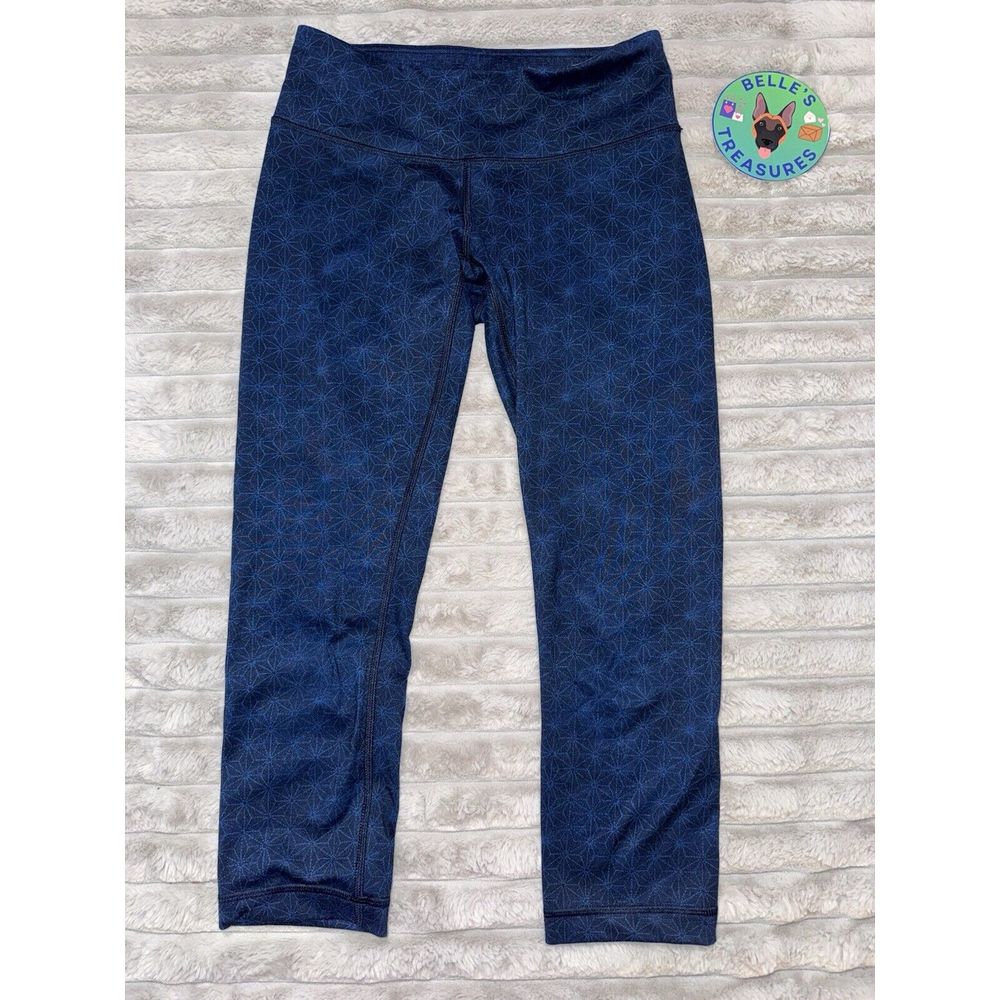 Lululemon Size 4 Wunder Under Leggings Foldover High Waist Crop Pant Blue Star