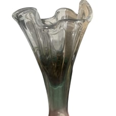 Lenox Organics Ruffled Edge Clear Crystal Glass Flower Vase 14 Made in Poland