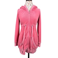 Juicy Couture 2000s Pink Terry Cloth Hoodie size Medium Made in USA Terrycloth