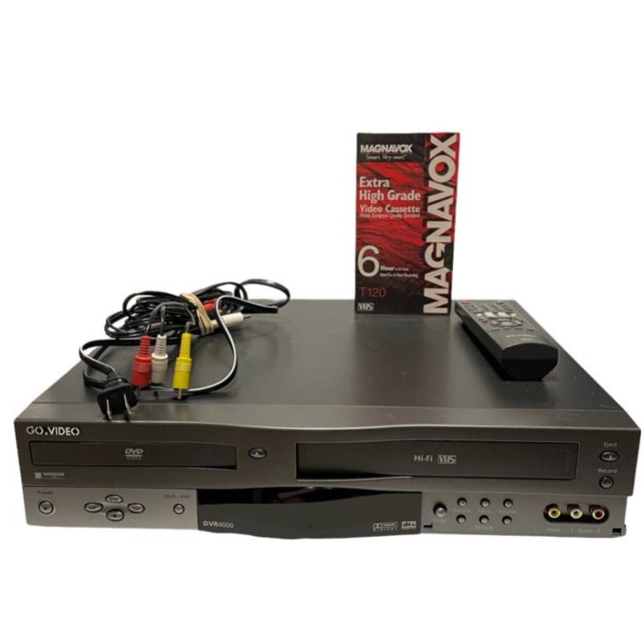 Go Video Hi Fi DVD VCR recorder writer Combo DVR4000 Remote Cable Tape WORKS