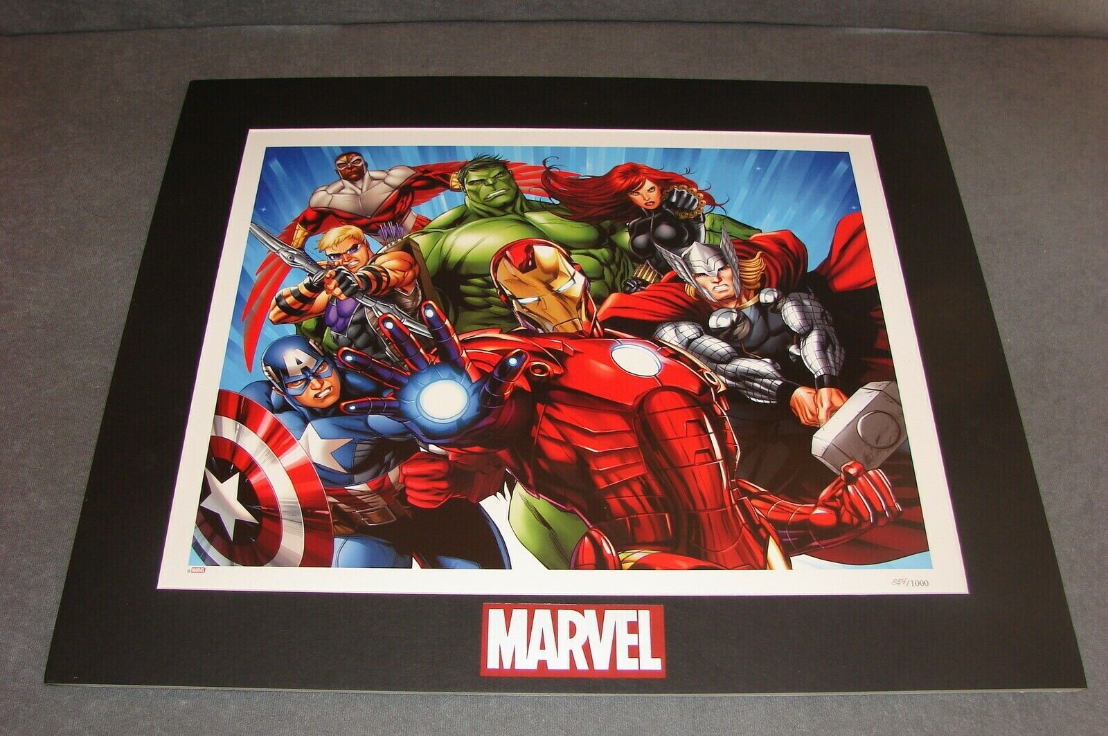 Marvel Heroes Limited Edition Lithograph Print 854/1000 Matted