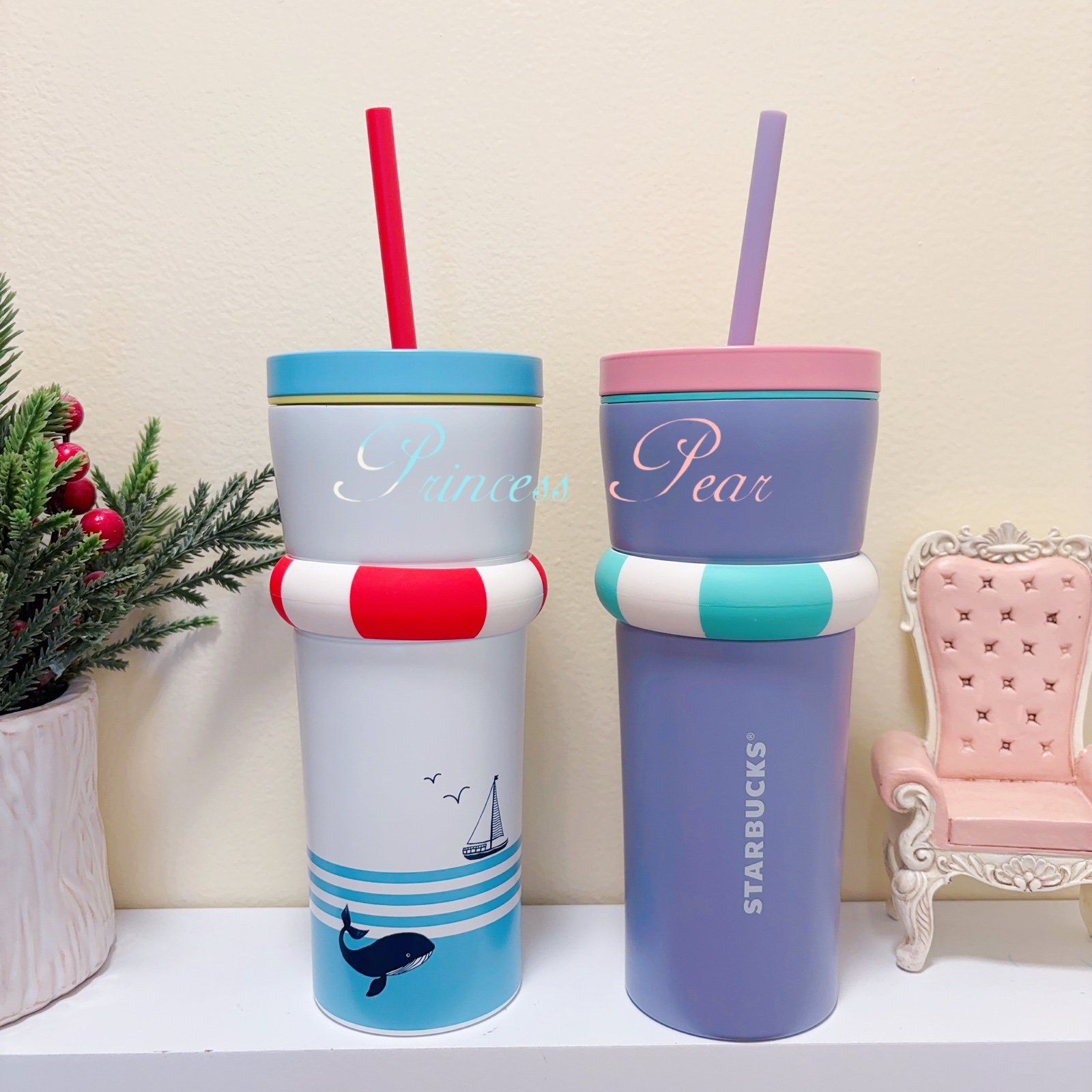 2x 2019 Starbucks SAILBOAT stainless stain 16 oz oz tumbler