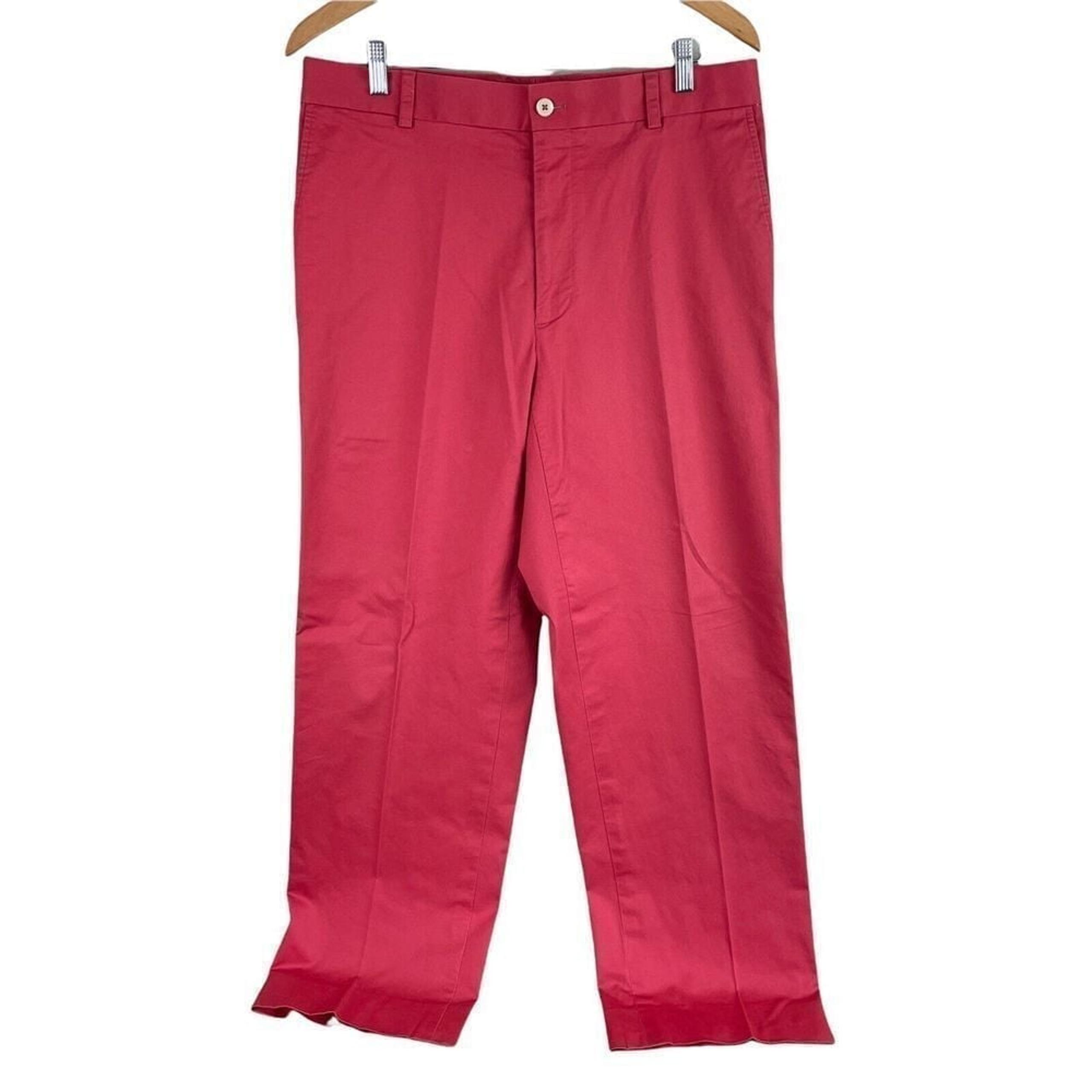 Southern Tide Intracoastal Chino Pants Mens 34 x 31 Red Flat Front Cotton Blend