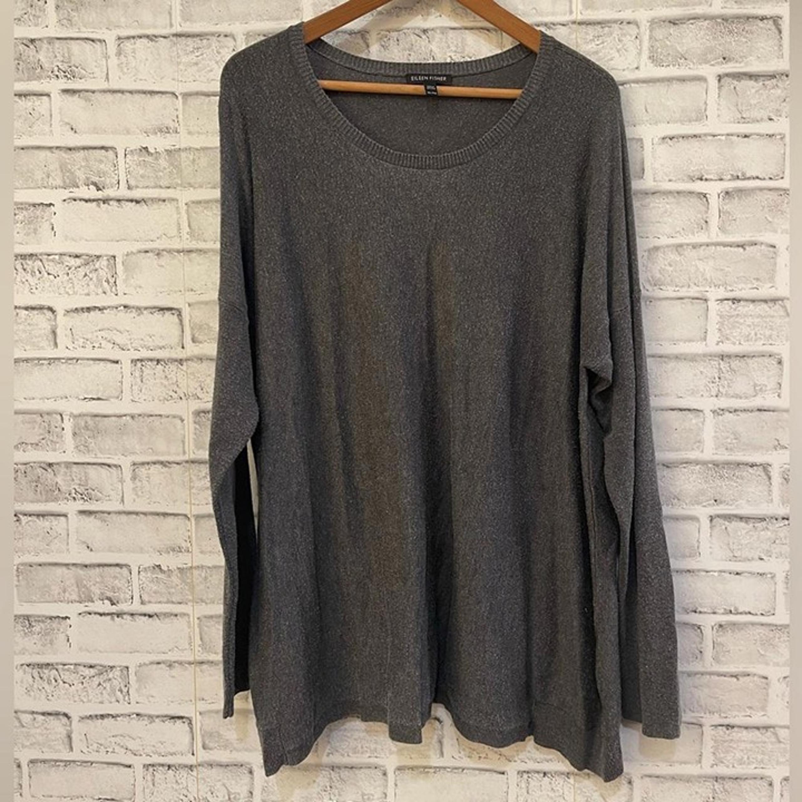 Women’s Eileen Fisher gray colored scoop neck sweater tunic XL
