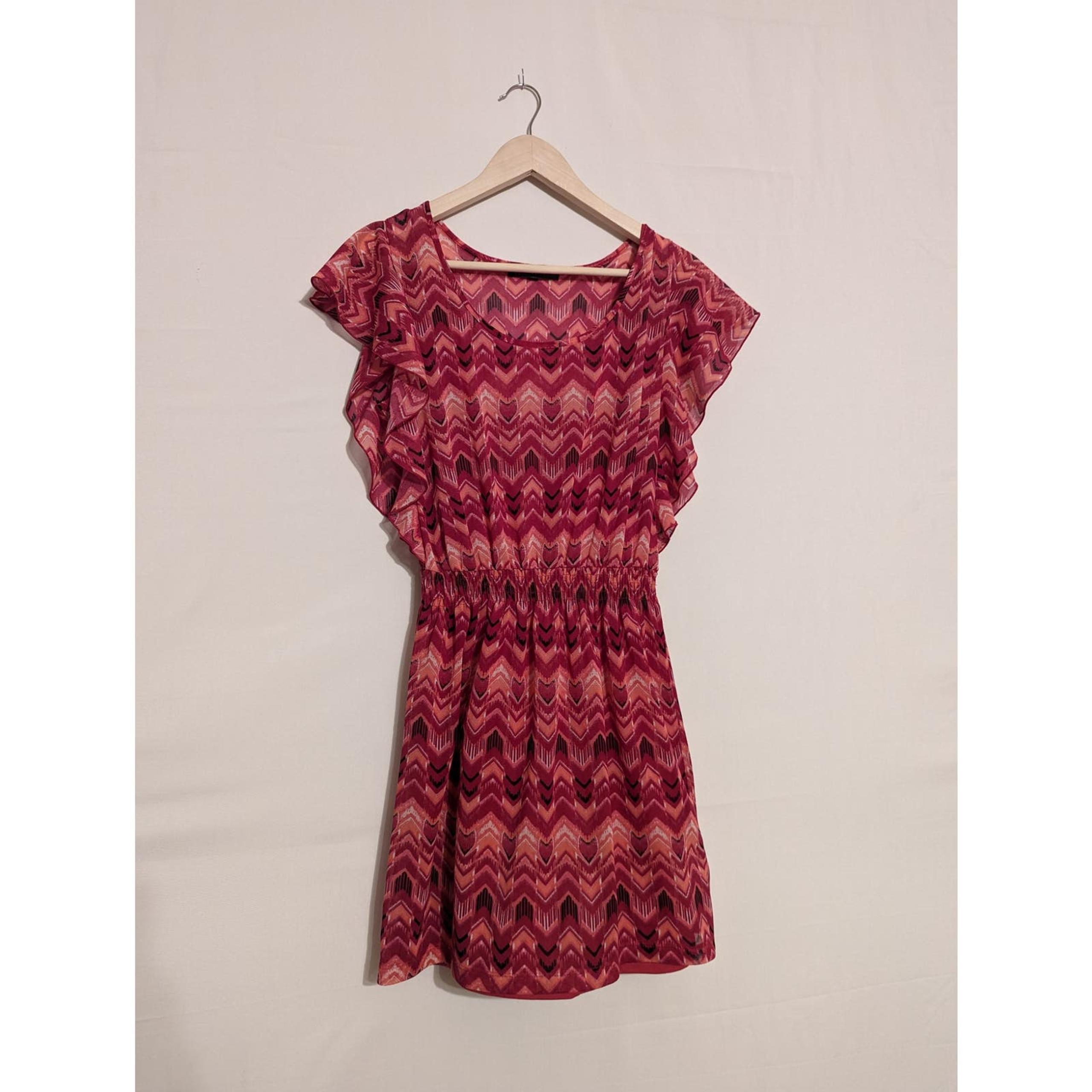 Heart Soul pink bohemian flowy knee length mini dress with liner womens medium