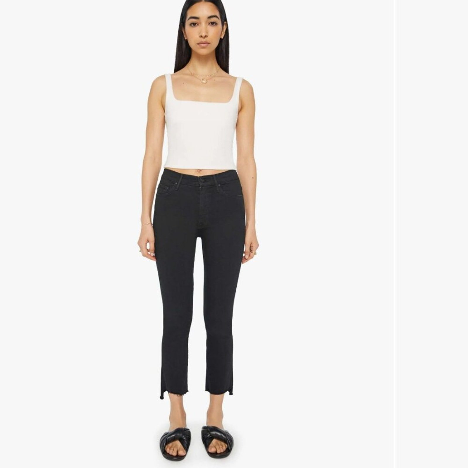 NWOT MOTHER Denim The Insider Crop Step Fray in Not Guilty