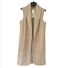 Hilary Radley Womens Small Faux Wool Long Vest NEW Price Firm