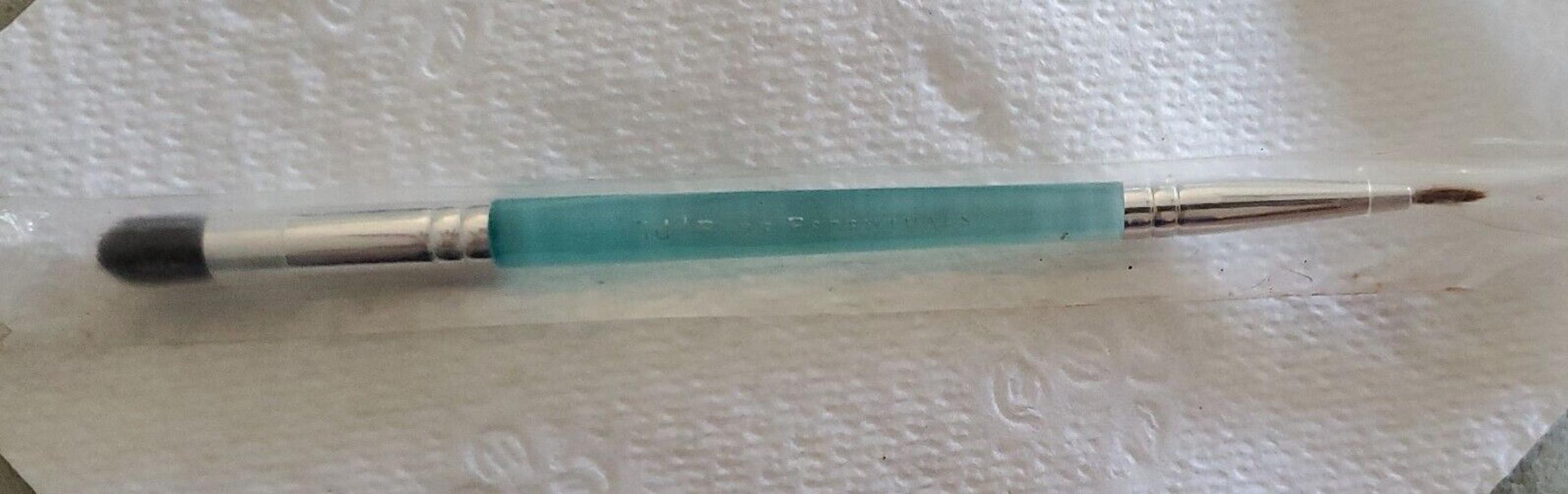 NIP Bare Escentuals Double Ended Shape And Define Eye Makeup Brush Aqua Handle