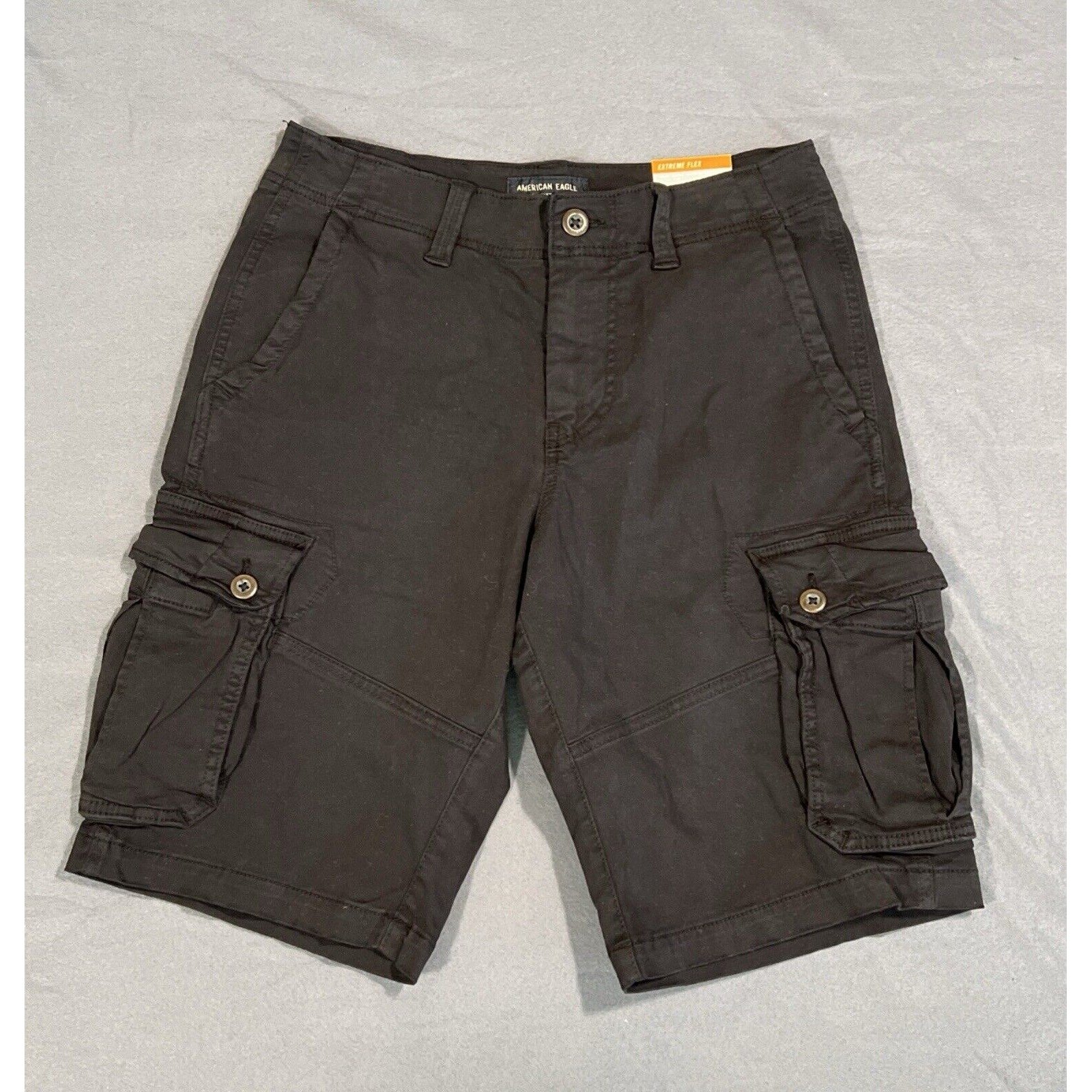 American Eagle Extreme Flex Men Cargo Short Black Size 30 Longer Length Gorpcore