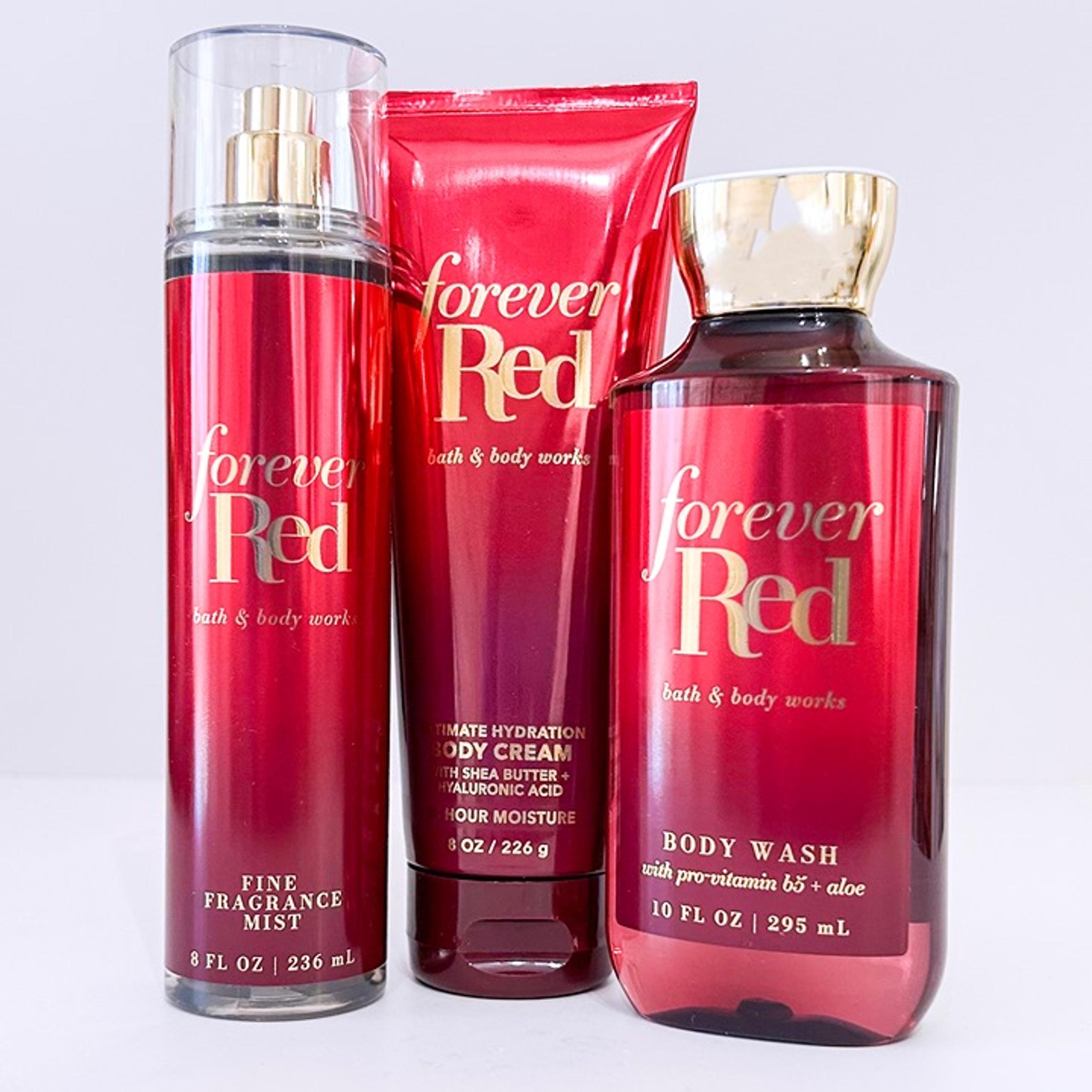 3pc FOREVER RED Mist, Cream, Body Wash Bundle Bath & Body Works