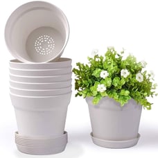Pots for Plants 7.5 inch Plastic Planters with Multiple Drainage 8 Pcs